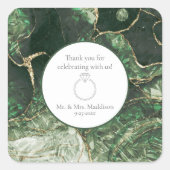 ダークオリーブグリーンエメラルドジェムストン結婚ズ スクエアシール (正面)