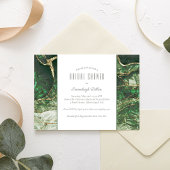 ダークオリーブグリーンエメラルドジェムストーンブライダルシャワー 招待状