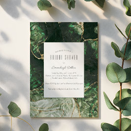ダークオリーブグリーンジェムストーンブライダルシャワー 招待状