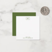 ダークオリーブグリーンバジェットモノグラムシンプルモダン ノートカード (正面/裏面インサイチュ)