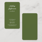 ダークオリーブグリーンミニマリストスクリプトプロフェッショナル 名刺 (正面/裏面)