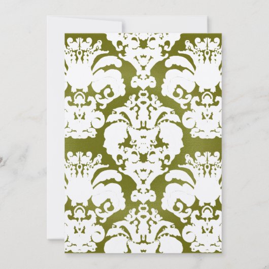 ダークオリーブダマスヴィンテージウェディング招待状 招待状 (裏面)