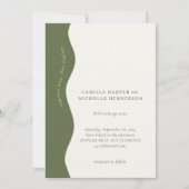 ダークオリーブモダングリーンウェー結婚ブレトロ 招待状 (正面)