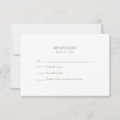 ダークオリーブモノグラム結婚式RSVPカード 出欠カード (正面)