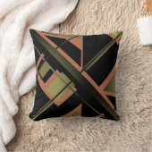 ダークオリーブ白黒モザイクはっきりした傾斜デザイン クッション (ブランケット)