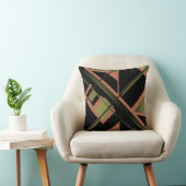 ダークオリーブ白黒モザイクはっきりした傾斜デザイン クッション (椅子)