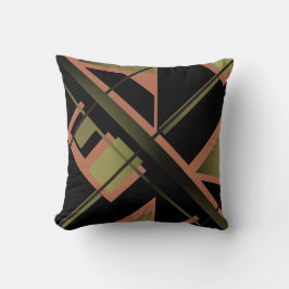 ダークオリーブ白黒モザイクはっきりした傾斜デザイン クッション