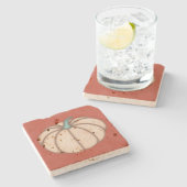 ダークオレンジのクリームカボチャ ストーンコースター (横)