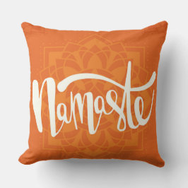 ダークオレンジホワイトナマステデコールピロー クッション