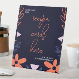 ダークオレンジ フラワー ブライダル シャワー 台座サイン