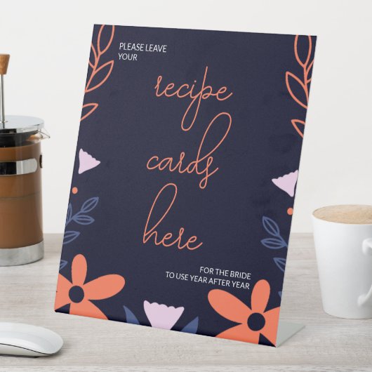 ダークオレンジ フラワー ブライダル シャワー 台座サイン (インサイチュ)