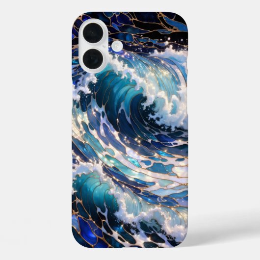 ダークオーシャンウェーブの美しいデザインのスマホケース 青 Case-Mate iPhoneケース (裏面)