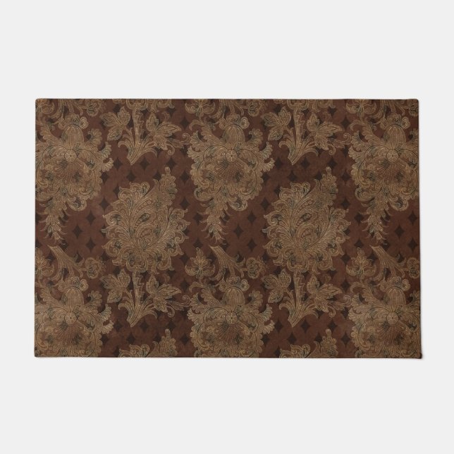 ダークオータムダマスク ドアマット (正面)