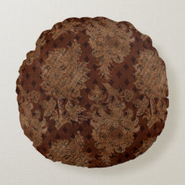 ダークオータムダマスク ラウンドクッション