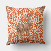 ダークオーランの装飾的なオークのダマスク模様の鹿 クッション (裏面)