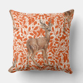 ダークオーランの装飾的なオークのダマスク模様の鹿 クッション (正面)