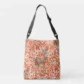 ダークオーランの装飾的なオークのダマスク模様の鹿 クロスボディバッグ (裏面)