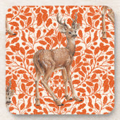 ダークオーランの装飾的なオークのダマスク模様の鹿 コースター (正面)
