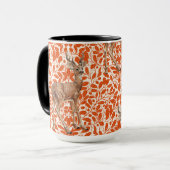 ダークオーランの装飾的なオークのダマスク模様の鹿 マグカップ (正面左)