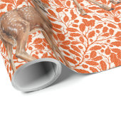 ダークオーランの装飾的なオークのダマスク模様の鹿 ラッピングペーパー (ロールコーナー)