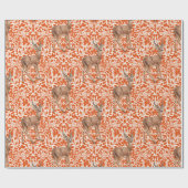 ダークオーランの装飾的なオークのダマスク模様の鹿 ラッピングペーパー (フラット)