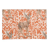 ダークオーランの装飾的なオークのダマスク模様の鹿 枕カバー (正面右)