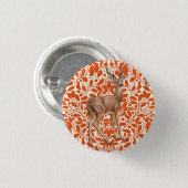 ダークオーランの装飾的なオークのダマスク模様の鹿 缶バッジ (正面&裏面)