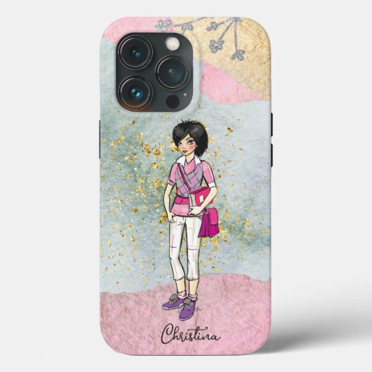 ダークカッコいいヘアファッショナブル女の子の名前 Case-Mate iPhoneケース (裏面)