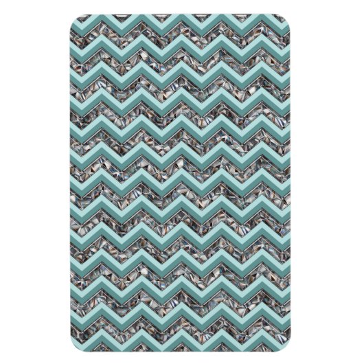 ダークカットガラスとティール（緑がかった色）ジグザグ マグネット (縦)