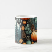 ダークカボチャMUG秋の水色の落下離れする コーヒーマグカップ (中央)