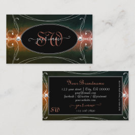 ダークカラフルダ華美きらめくミイニシャル 名刺