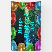 ダークカラフルバルーンハッピーバースデーカスタムビニル 横断幕 (縦)