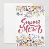 ダークカラフルピンクすごいママかわいい春フローラ シーズンカード (正面/裏面)