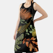 ダークカラフルファーンボタニカルリーフフローラプリント エプロン (インサイチュ)