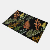 ダークカラフルファーンボタニカルリーフフローラプリント ドアマット (アングル)