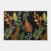 ダークカラフルファーンボタニカルリーフフローラプリント ドアマット (正面)