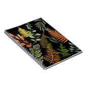 ダークカラフルファーンボタニカルリーフフローラプリント ノートブック (右側)