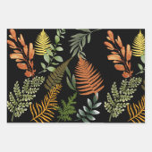 ダークカラフルファーンボタニカルリーフフローラプリント ラッピングペーパーシート (正面2)
