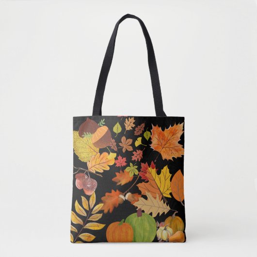 ダークカラフル紅葉植物学フローラ トートバッグ (正面)
