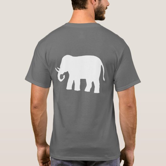 ダークカラーに白い象 Tシャツ (裏面)
