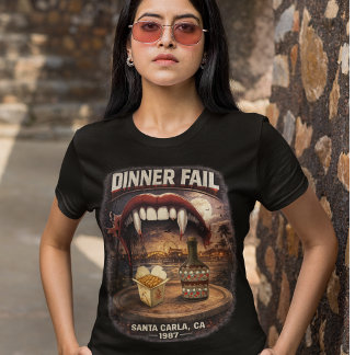 ダークカラーのスリムフィット レディース Bella+Canvas ディナーフェイル Tシャツ
