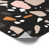 ダークカラーのテラゾフローリングのシームレスなパターン。 ポスター (角)