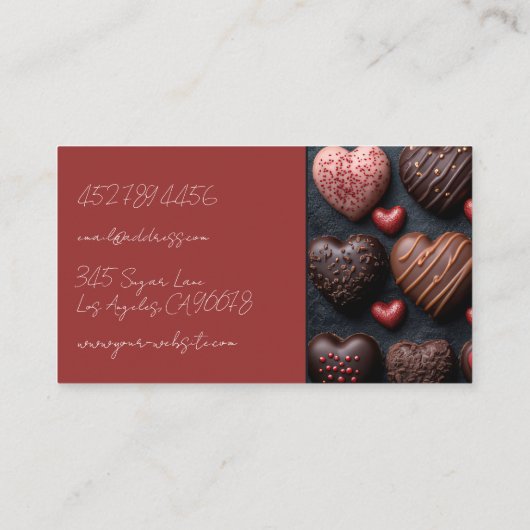 ダークカラーのハート型チョコレート 名刺 (裏面)