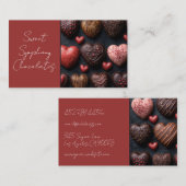 ダークカラーのハート型チョコレート 名刺 (正面/裏面)