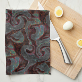 ダークカラーの彫刻されたスパイラルパーツとグローストローク キッチンタオル