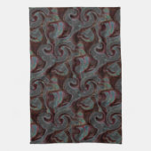 ダークカラーの彫刻されたスパイラルパーツとグローストローク キッチンタオル (縦)