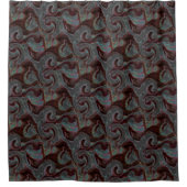 ダークカラーの彫刻されたスパイラルパーツとグローストローク シャワーカーテン (正面)