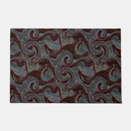 ダークカラーの彫刻されたスパイラルパーツとグローストローク ドアマット (正面)