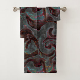 ダークカラーの彫刻されたスパイラルパーツとグローストローク バスタオルセット