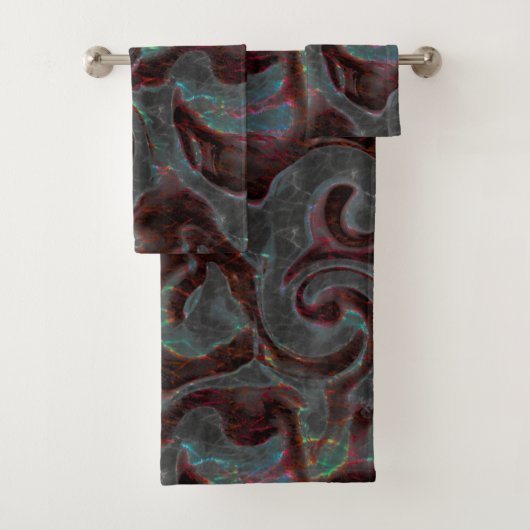 ダークカラーの彫刻されたスパイラルパーツとグローストローク バスタオルセット (インサイチュ)